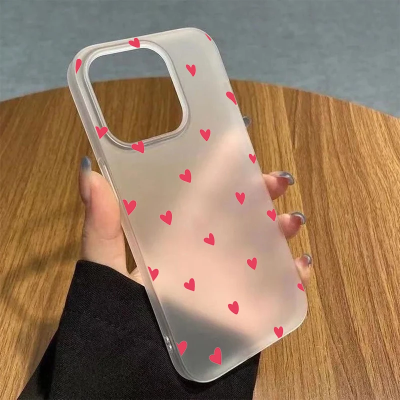 Cute Small Love Heart Soft Phone Case For iPhone 11 12 13 14 15 16 17 Pro Max XS X XR 7 8 Plus 12 13 Mini Shockproof Clear Cover - náhled 2