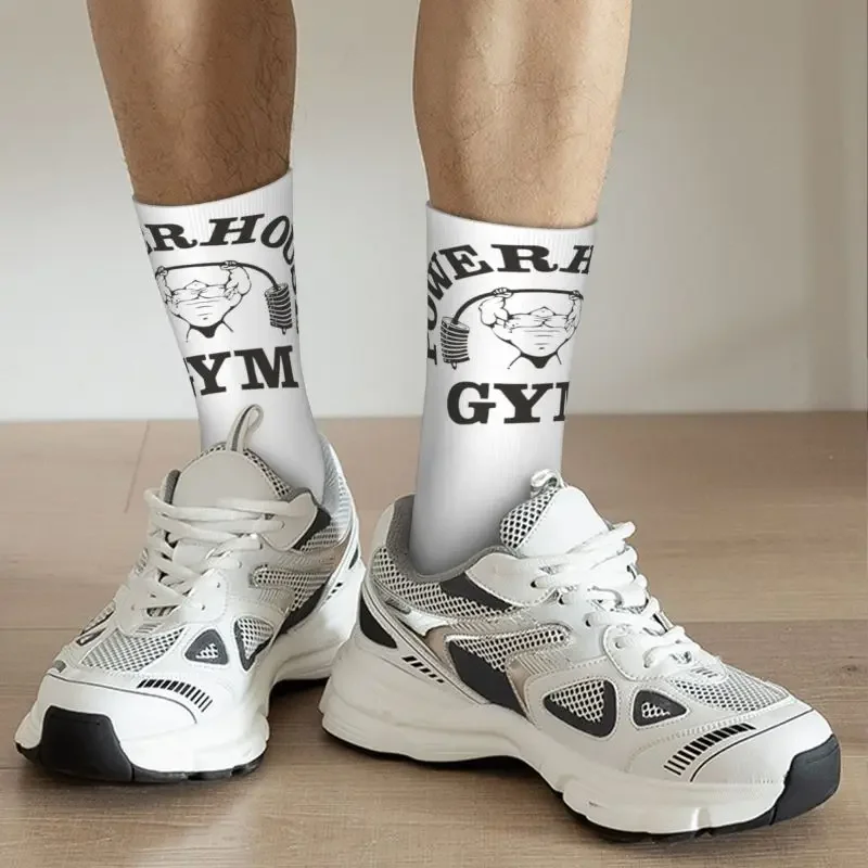 Y2K Fitness Powerhouse Gym Men Women Crew Unisex Cool 3D Printed Bodybuilders Powerlifter Dress Socks