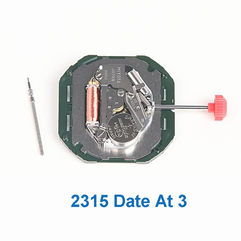 حركة ميوتا 2315 القياسية مع عرض التاريخ اليابان ثلاثة أيدي التقويم تاريخ حركة الكوارتز المعدنية