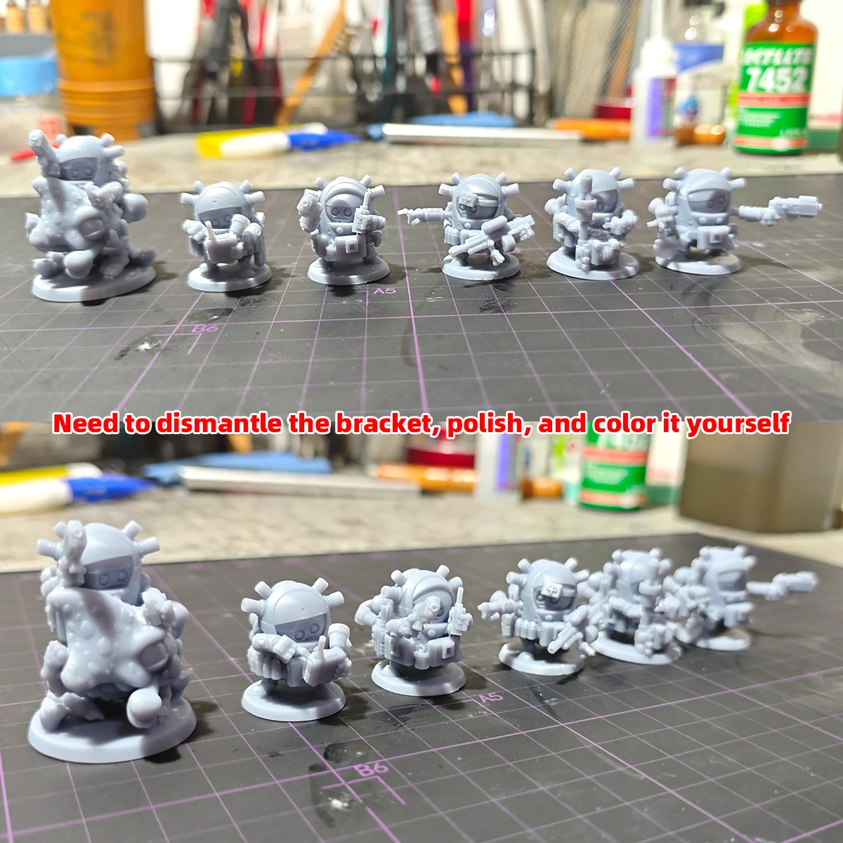 Q-Version Maßstabsmodell-Set 3D-Harz Miniatur-Soldatenfiguren Diorama Unbemalt Sci-Fi Cartoon Kommunikation Mediker Angriff DIY – Detail 3
