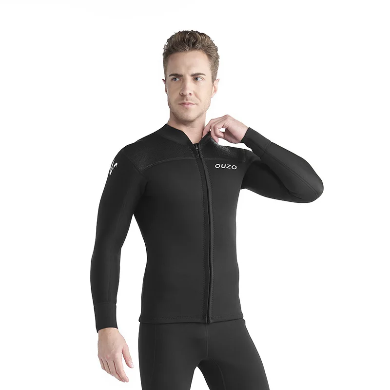 Wetsuit Tops Men and Women Vest 3mm Neoprene Long Sleeve Jacket Surfing Swimming Front Zip Wet Suit for Water Sports Shirt/Pants