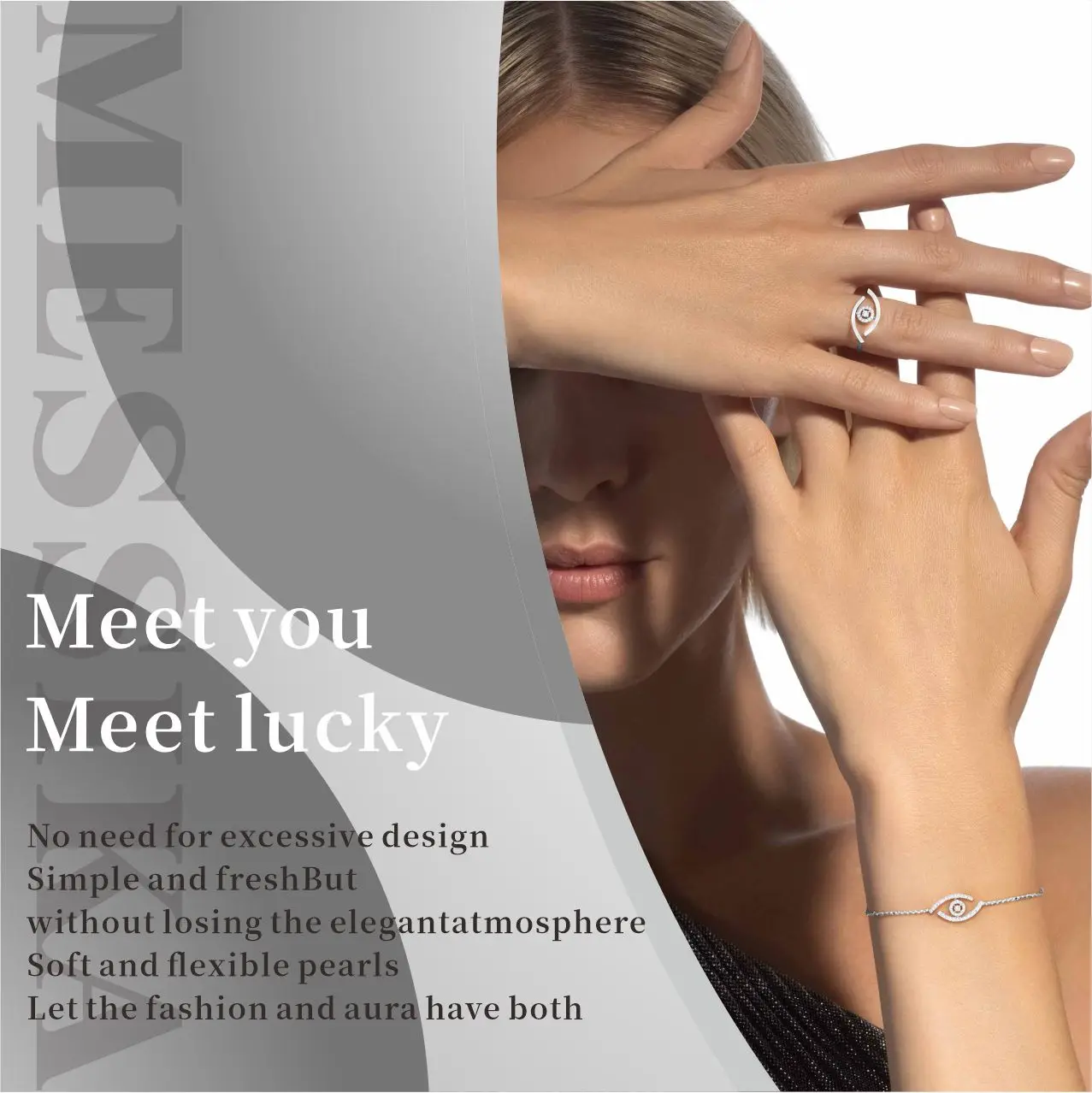 Messik - Style Sterling Silver s925LUCKY EYE Series Eye New Bracelet Smooth Diamond Set Special Bracelet