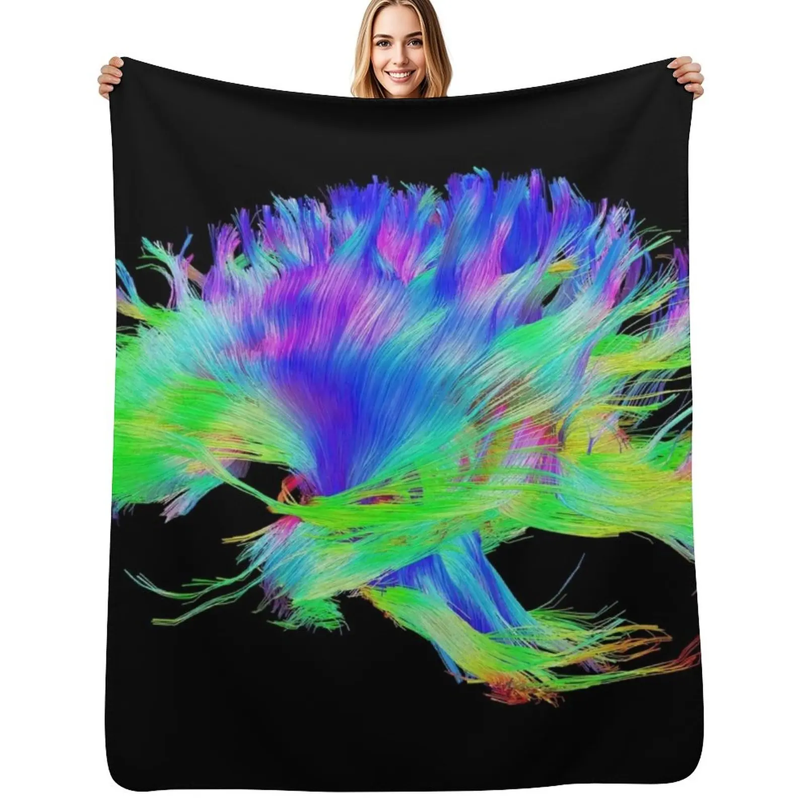 

Fiber Tracts Of The Brain, Dti, Medical Imaging Scan Throw Blanket Summer Beautifuls christmas gifts Luxury Brand Blankets
