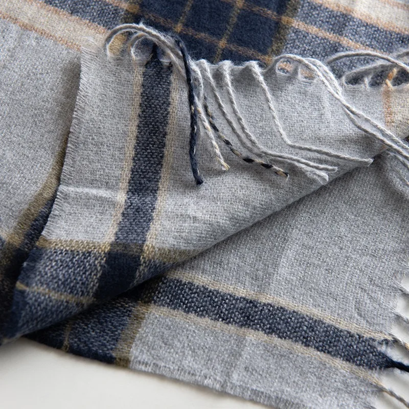 Новый зимний клетчатый шарф с принтом, шарф из искусственной шерсти с бахромой, модный милый шарф на плечо, толстый теплый шарф средней длины