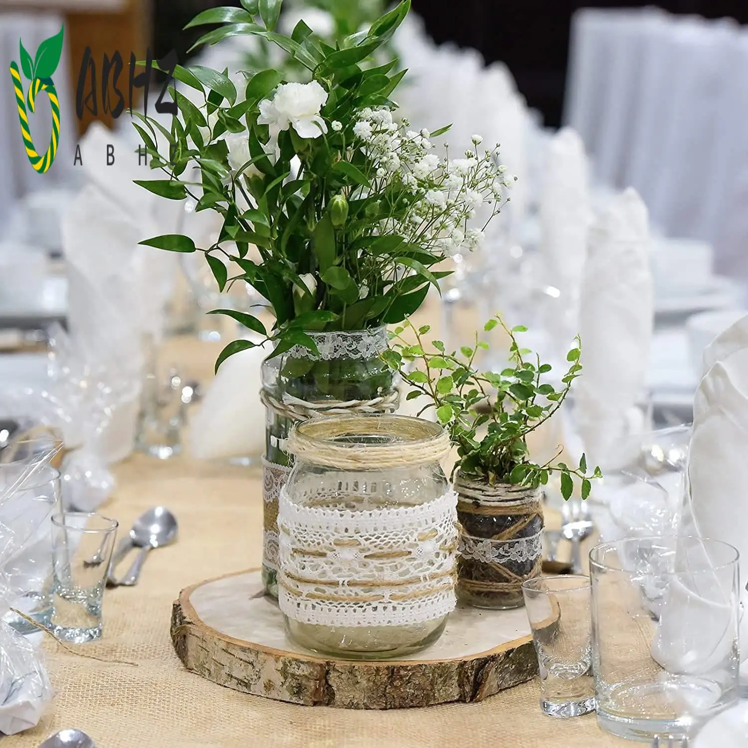 

ABHZ-3 Pcs Large Wood Slices For Centerpieces, Wood Rounds For Wedding Centerpiece, DIY Projects, Painting, Etc