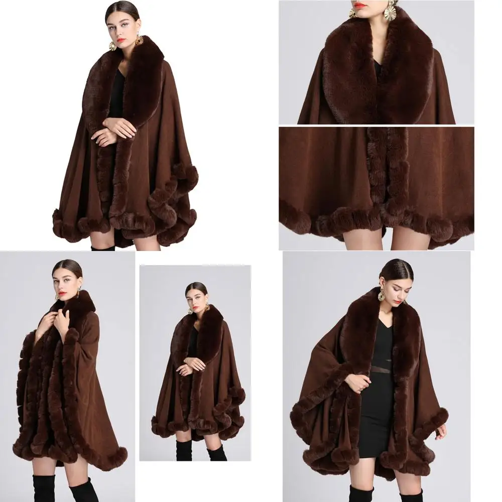 

Женские вечерние шали из пашмины с воротником из искусственного меха и накидкой с длинным хвостом и ключом