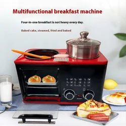 Multifunctio 4 in 1 Breakfast Machine Mini Bread Toaster Baking Oven Omelette Fry Pan Hot Pot Boiler Food Steamer home appliance