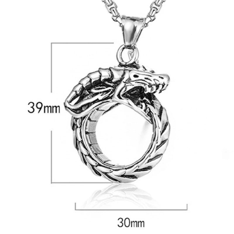 1pcs European and n personality Ouroboros stainless steel domineering men pendant vintage atmospheric sweater chain