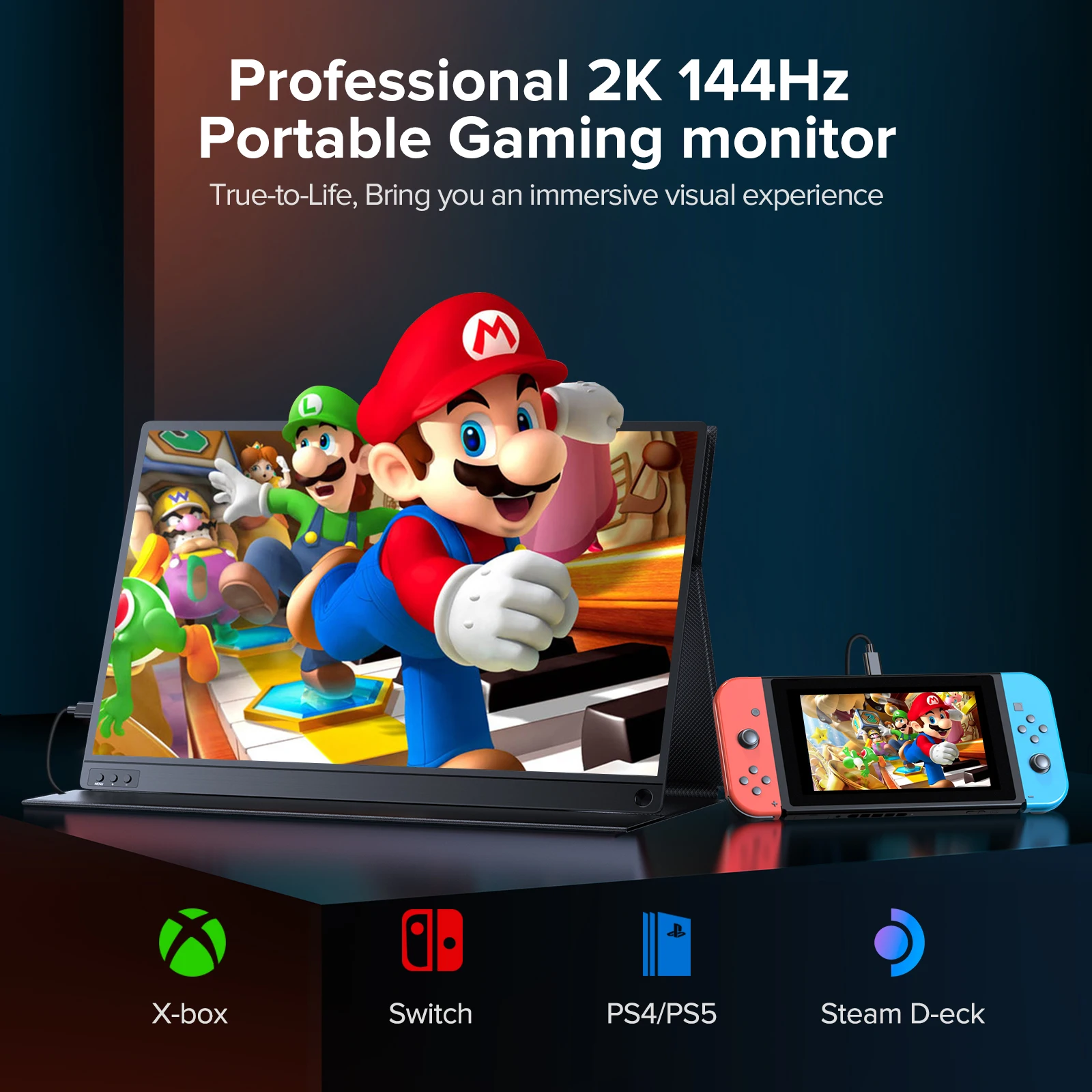 Perfect 16.1 Cal 2K 144Hz Monitor gamingowy wyświetlacz przenośny Laptop z Mini HDMI dla PS4/5 Steam Deck Switch XBOX PC Mac