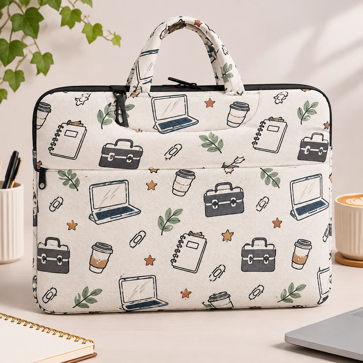 Personalized Laptop Sleeve Custom Computer Bag with Photo Print Zipper Carry Case Portable Handle for Work Travel 13 14 15 Inch