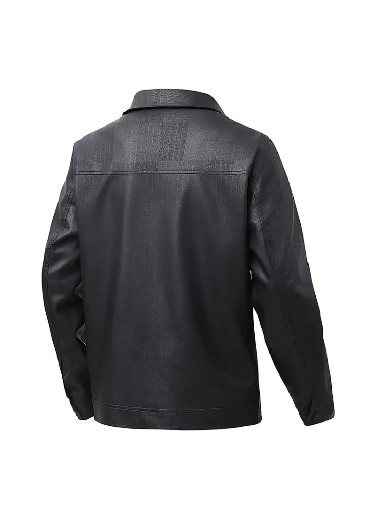 

2026 New Male Button Decoration Leather Jacket Brand Fashion Men's Casual Slim Fit Leather Jacket Male Style Jacket Handsome