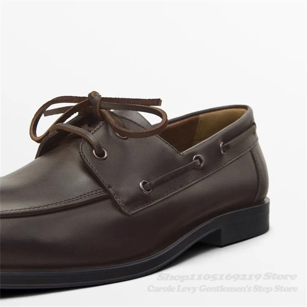 البني جلد البقر المتسكعون الخريف جديد النمط البريطاني جولة تو الدانتيل يصل شقة عارضة الخياطة الكلاسيكية الأعمال الفاخرة الأحذية الجلدية