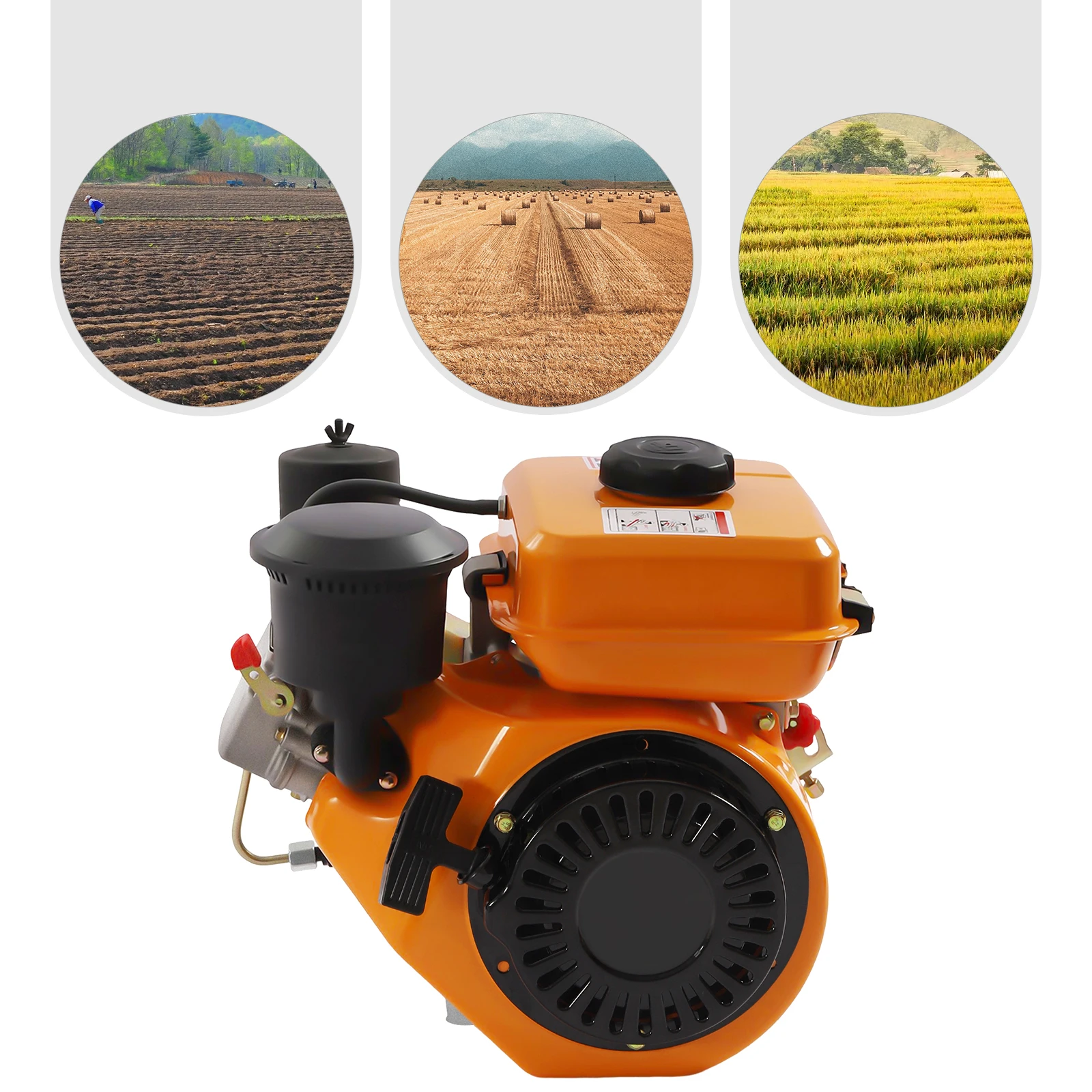 Mesin Diesel 4 Tak 2200W 3HP, Mesin Horizontal Miring Manual Silinder Tunggal Pendingin Udara Kecepatan Start 3000rpm
