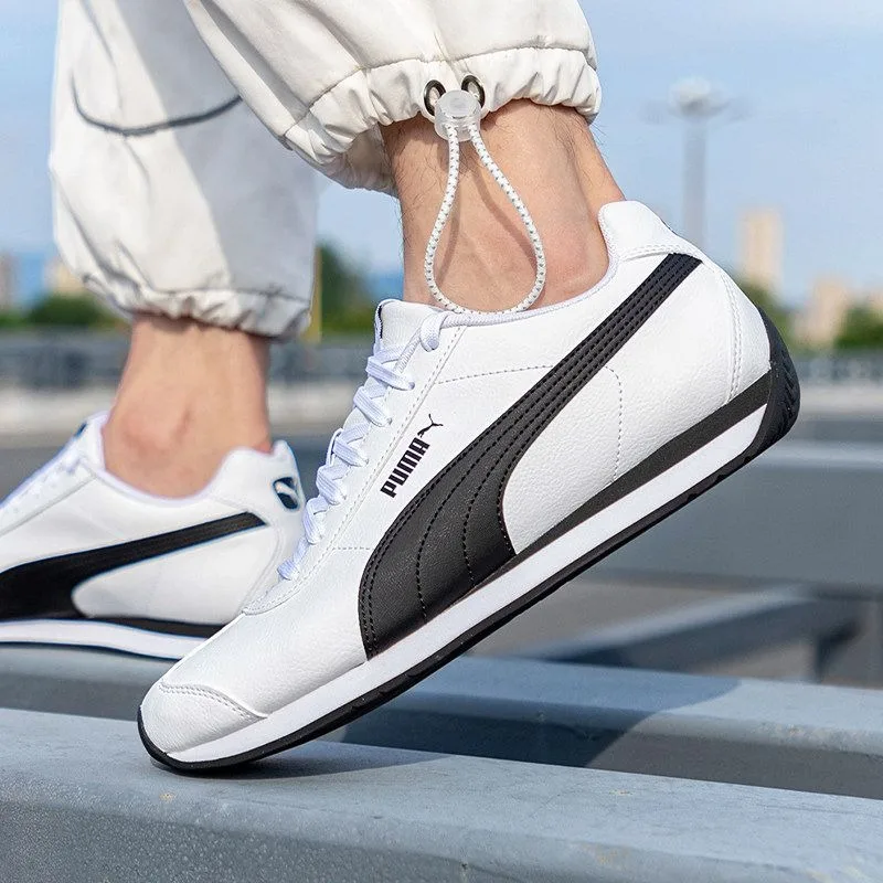 Calzado deportivo PUMA de cuero, resistente al desgaste y ligero, de caña baja, informal, para hombre y mujer, blanco y negro 383037-06