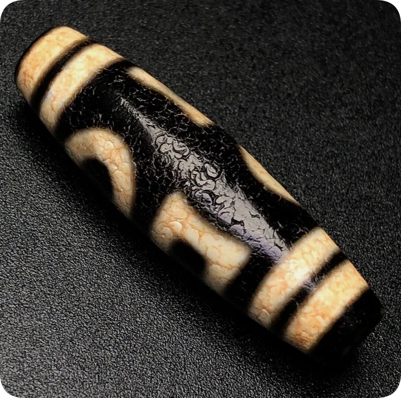 Ancient Tibetan DZI Beads Old Agate Heaven Earth Totem Amulet Pendant 37×11mm