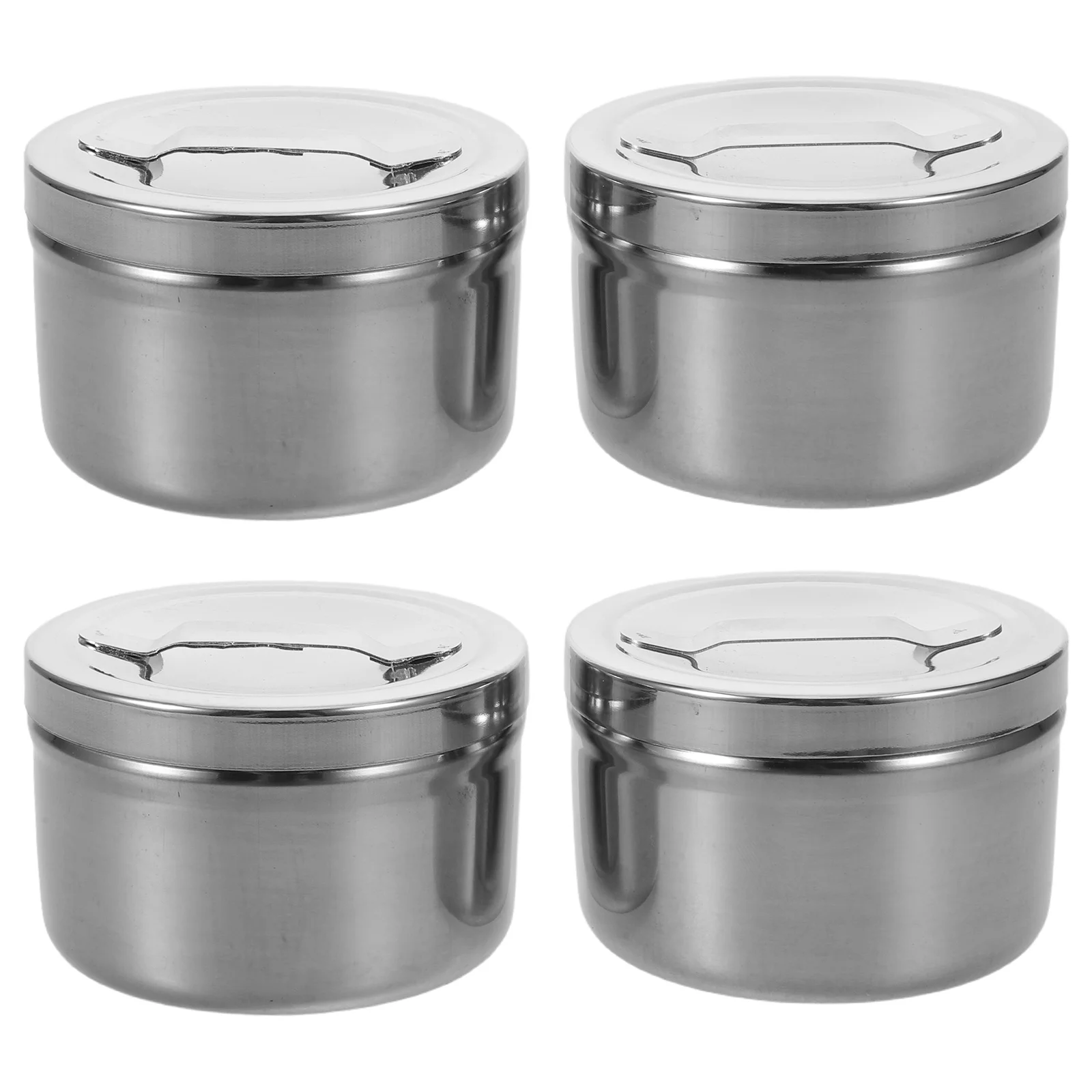 4 قطع من أعواد القطن المقاومة للصدأ، علب تخزين مقاومة للرطوبة، حامل وسادات مكياج ذات سعة كبيرة، كرات قطنية مستديرة