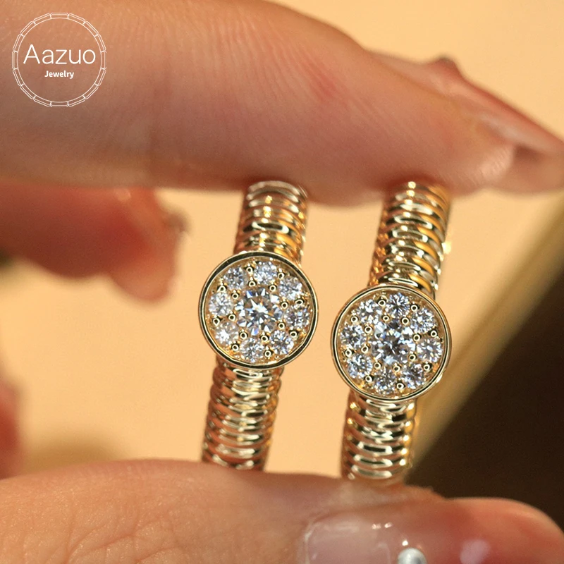 Aazuo Luxury Jewelry 18K Solid Yellow Gold Real Natural Diamonds 0.24ct Ring Gift For Woman Engagement Party Au750