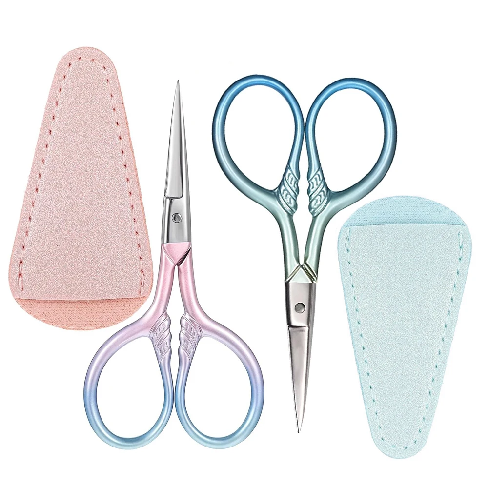 

Embroidery Scissors with Artificial Leather Cover Stainless Steel Scissors Yarn fabric scissors for Threading DIY Needlework