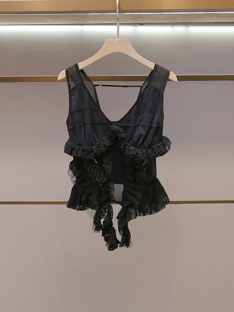 Withered Women's Summer New Item Niche Design Sense Lace V-neck Backless Short Shirt Top For Women