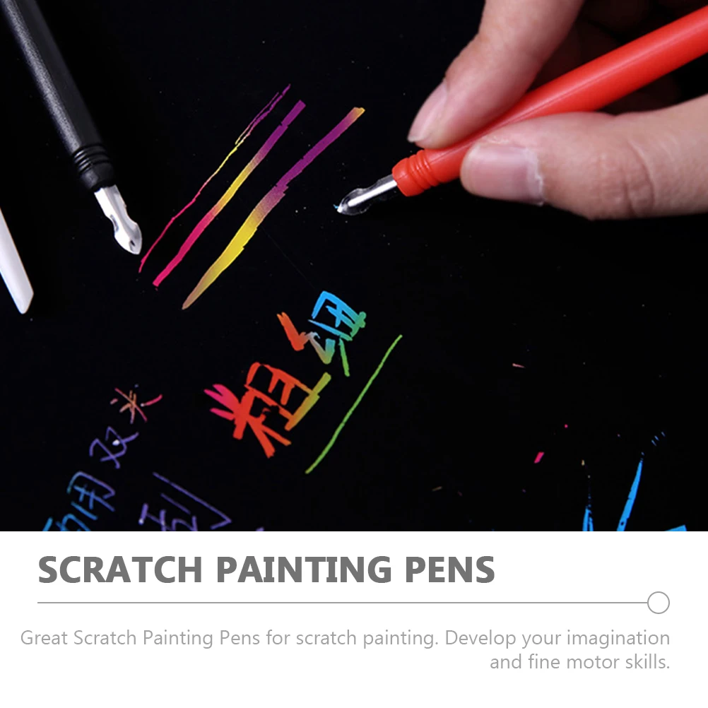 

18 Pcs Scraper Brush Pens Fancy Artists Plastic Drawing Tools Scratching