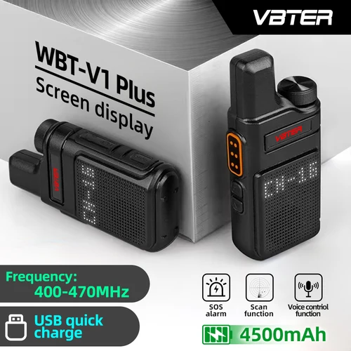 Walkie Talkie VBTER WBT-V1 Plus 5W, tamaño Mini, estación de Radio portátil, transmisor, dispositivo inalámbrico, Radio bidireccional, 2 uds.