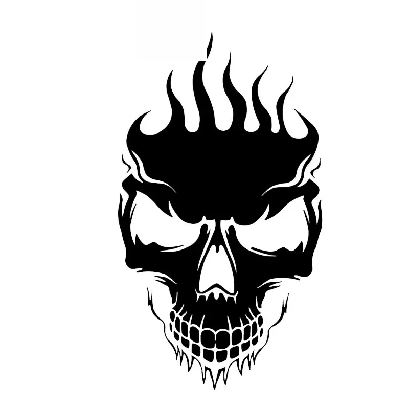 

Car Stickers The Coolest Flame Skull PVC Car Decoration Accessories Stickers Waterproof Cover Scratch Black/white, 18cm*10cm
