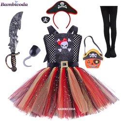 Pirate Costumes Girls Fantasia Infantil Fancy Dress Cosplay Clothing Halloween Carnival Party Girl dresses 3-10 Years