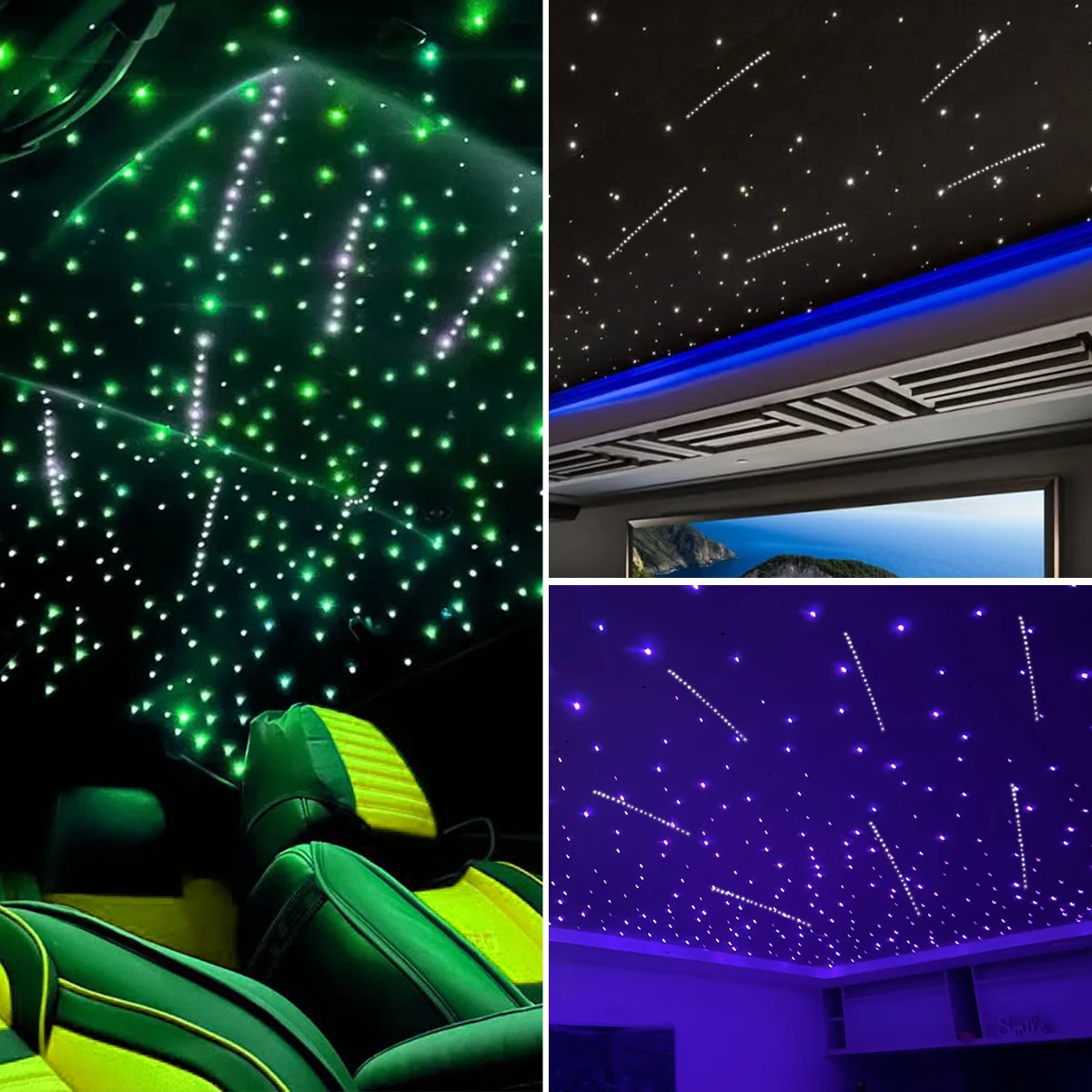 Nouveau kit de plafond étoilé à fibres optiques RVBW 12W avec effet météore, étoiles LED tout-en-un pour toit de voiture, ciel étoilé en fibre optique pour plafond de voiture