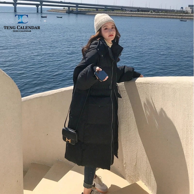 سترة شتوية طويلة من القطن، فوق الركبة، سترة خبز كورية سميكة فضفاضة الخصر للطلاب، طراز جديد 2025 للسيدات #6