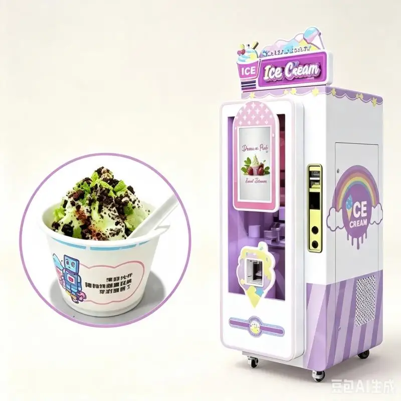 Customized Ice Cream Vending Machine Automatic Soft Serve Dispenser Commercial Frozen Dessert Kiosk Smart Self Service Solution