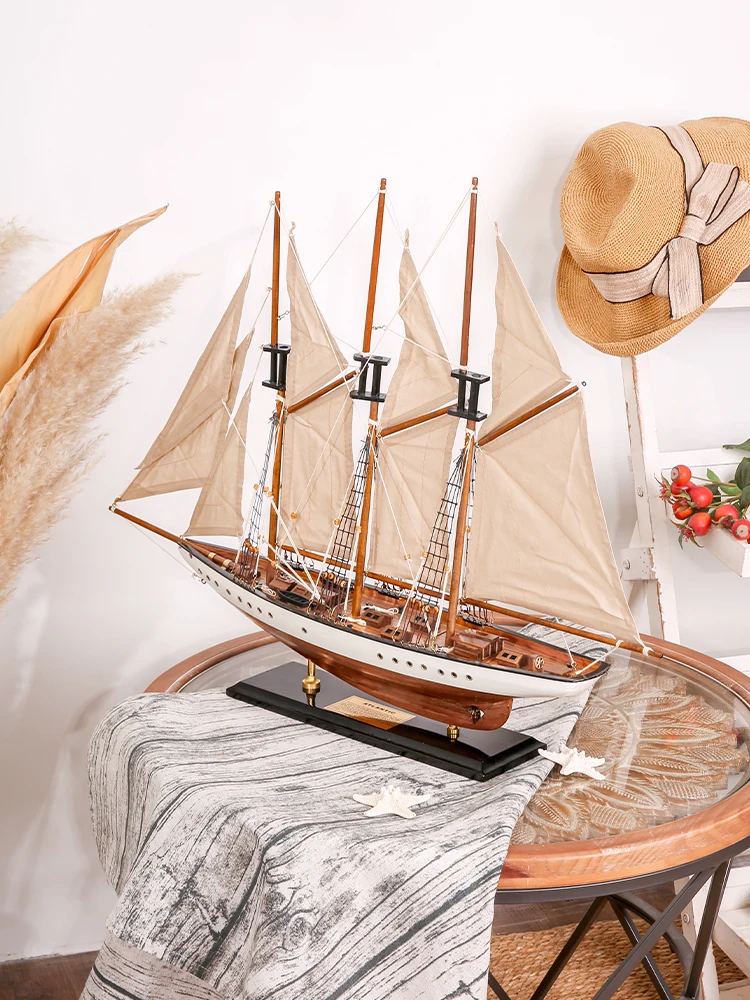 Solid wood sailing boat wooden simulation craft ship model porch desktop home decoration