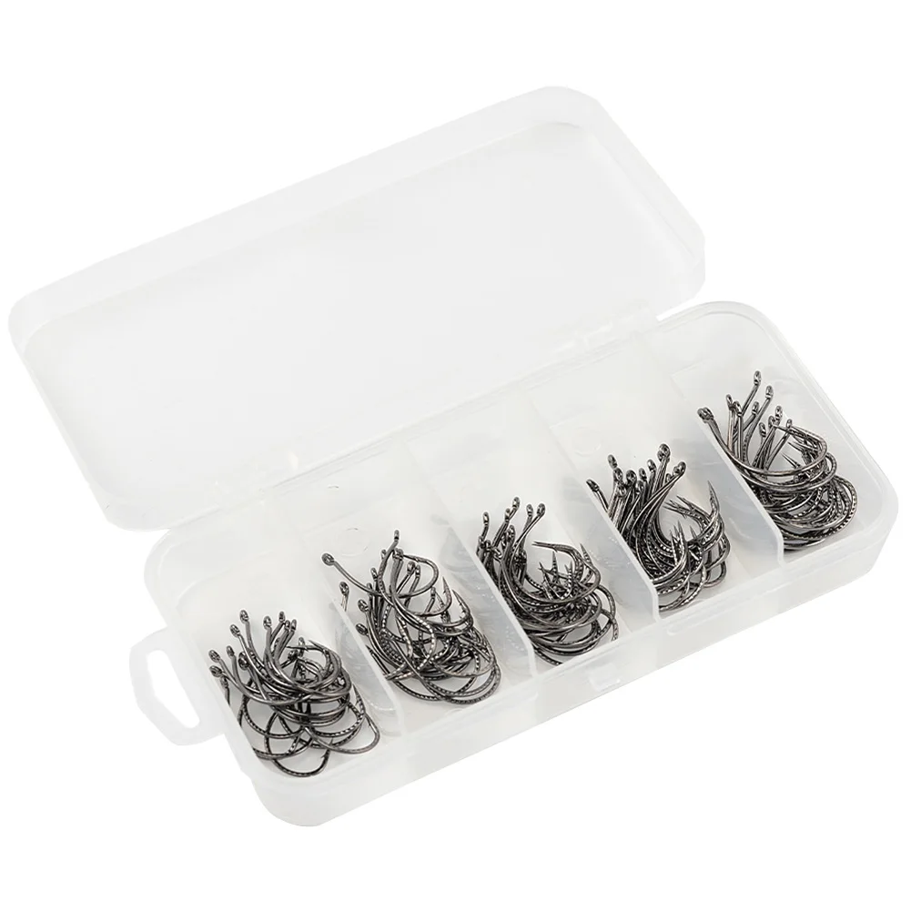 

100PCS/Box Carp Fishhook High Carbon Steel Fish Hooks Fishing Barbed Hooks for Freshwater Saltwater Fishing Accessories