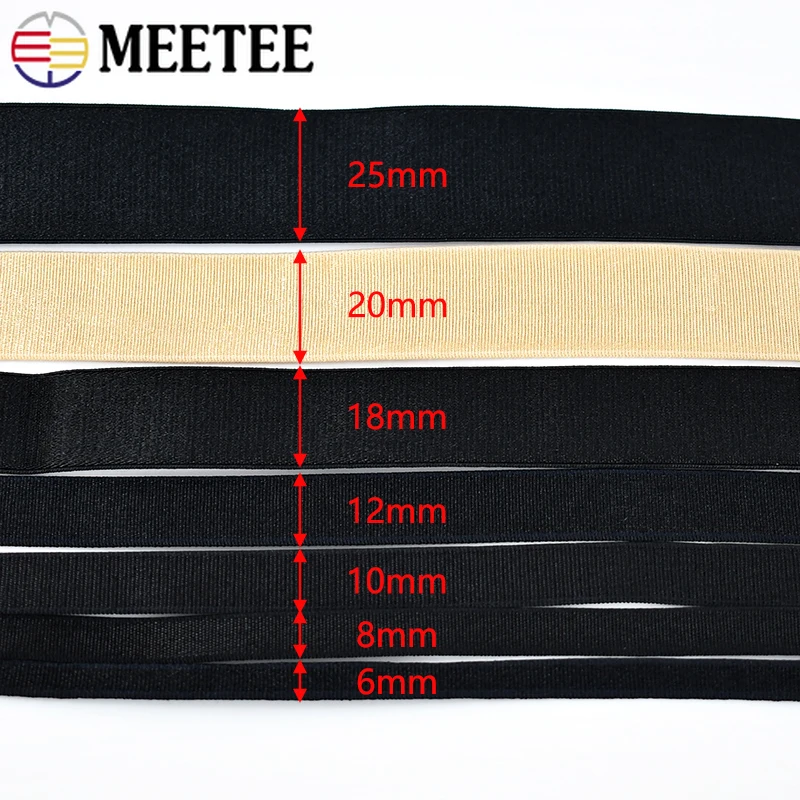 10Meters 6-30mm Nylon Elastic Band for Bra Underwear Strap Rubber Tape Pants Stretch Webbing Bands DIY Sewing Accessories