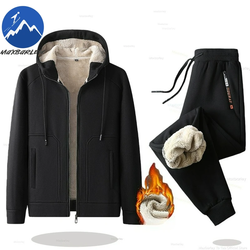 

Two-pcs Size 8XL Men Jacket + Pants Sweat Suits Winter Fleece Sportwear Zipper Coat Warm Sports Sets Thick Hoodies Tracksuit