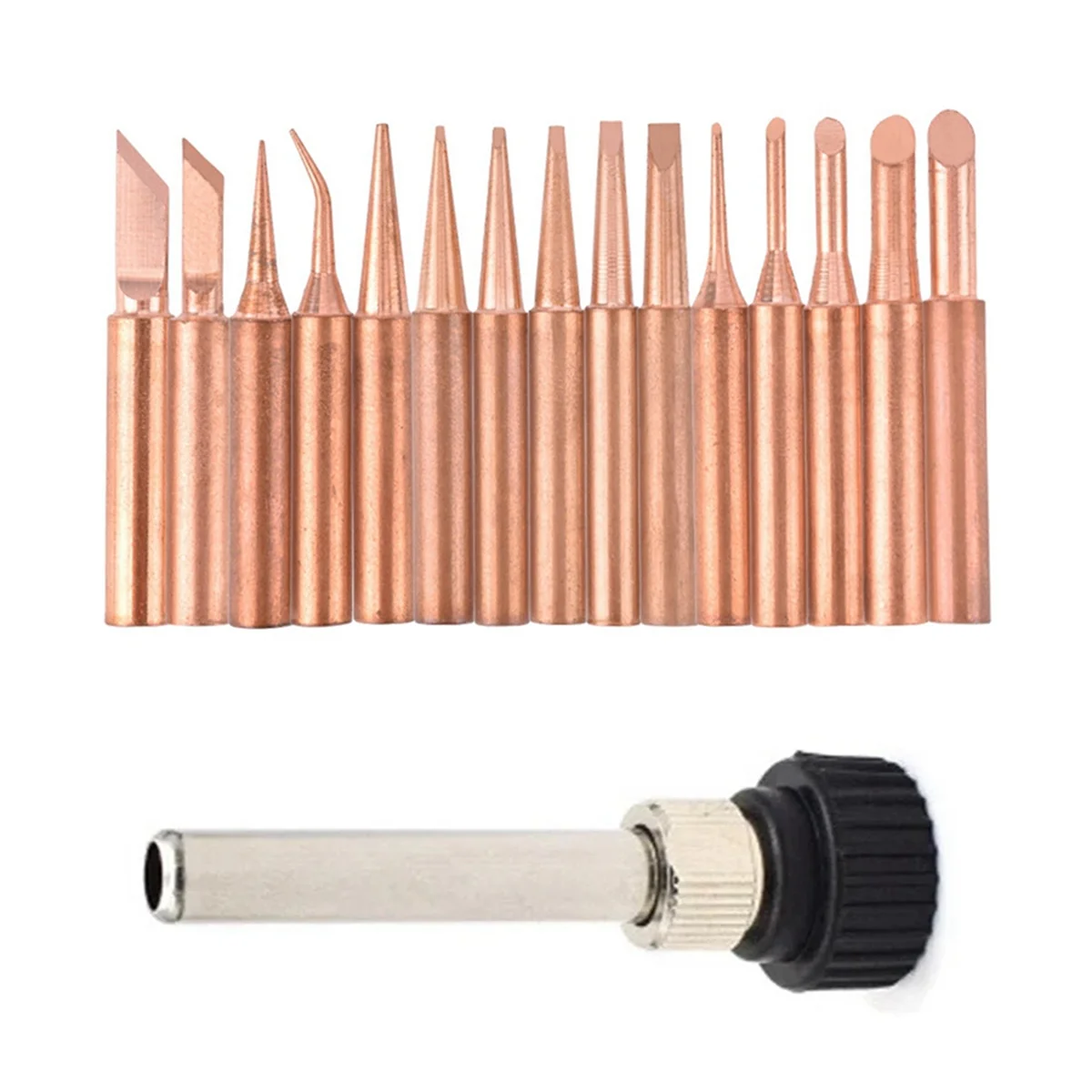 15Pcs/Lot Pure Copper Lead Free Soldering Iron Tips 900M-T Welding HeadS for 936 Soldering Station Tool Kits