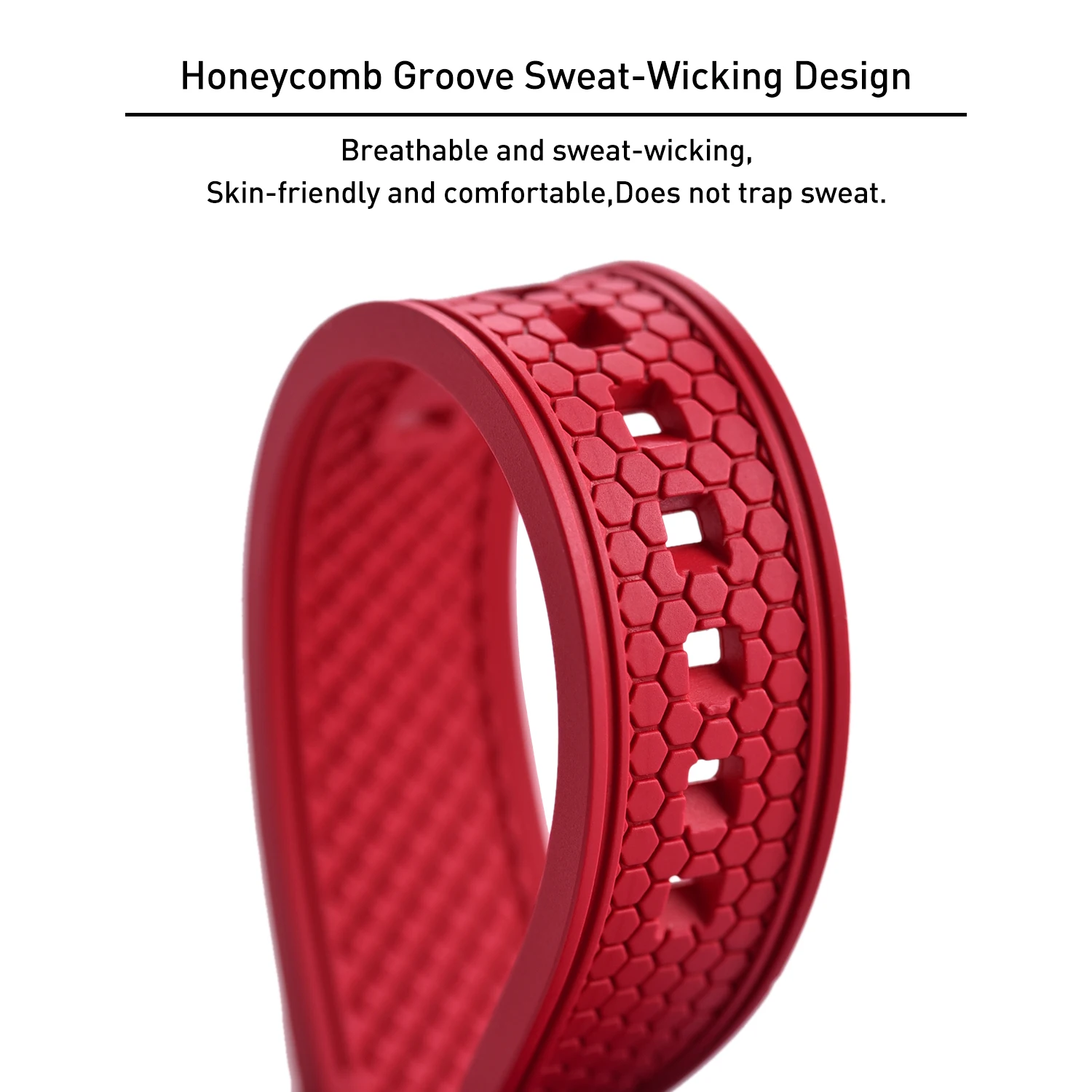 Double-sided Textured Breathable FPM Fluororubber Watch Strap 18/20/22/24mm Quick Release Replacement Band