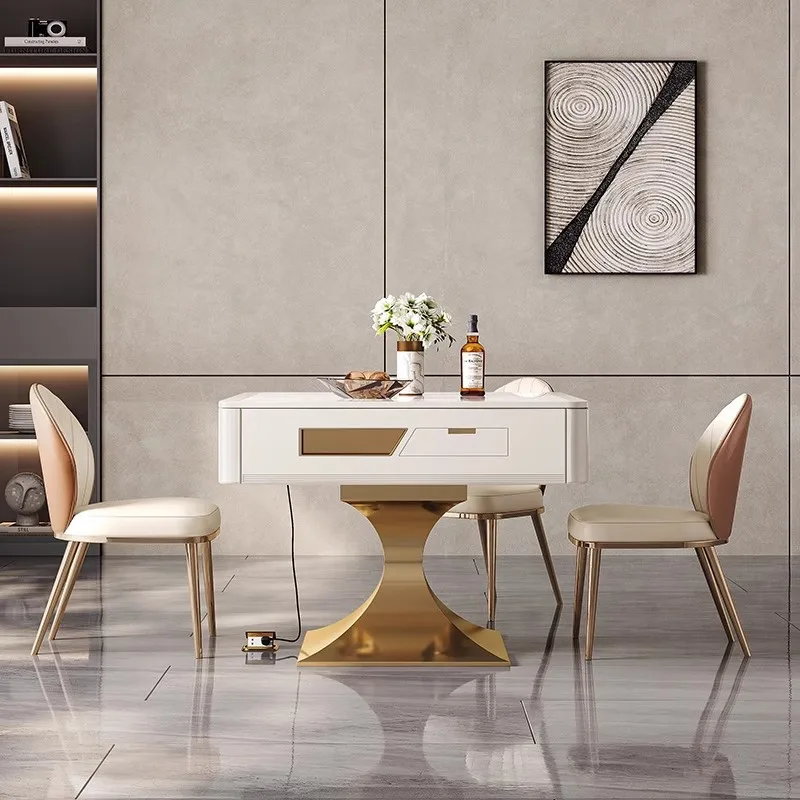 *Automatic dining table dual-purpose intelligent high-end rock slab silent multi-functional mahjong table