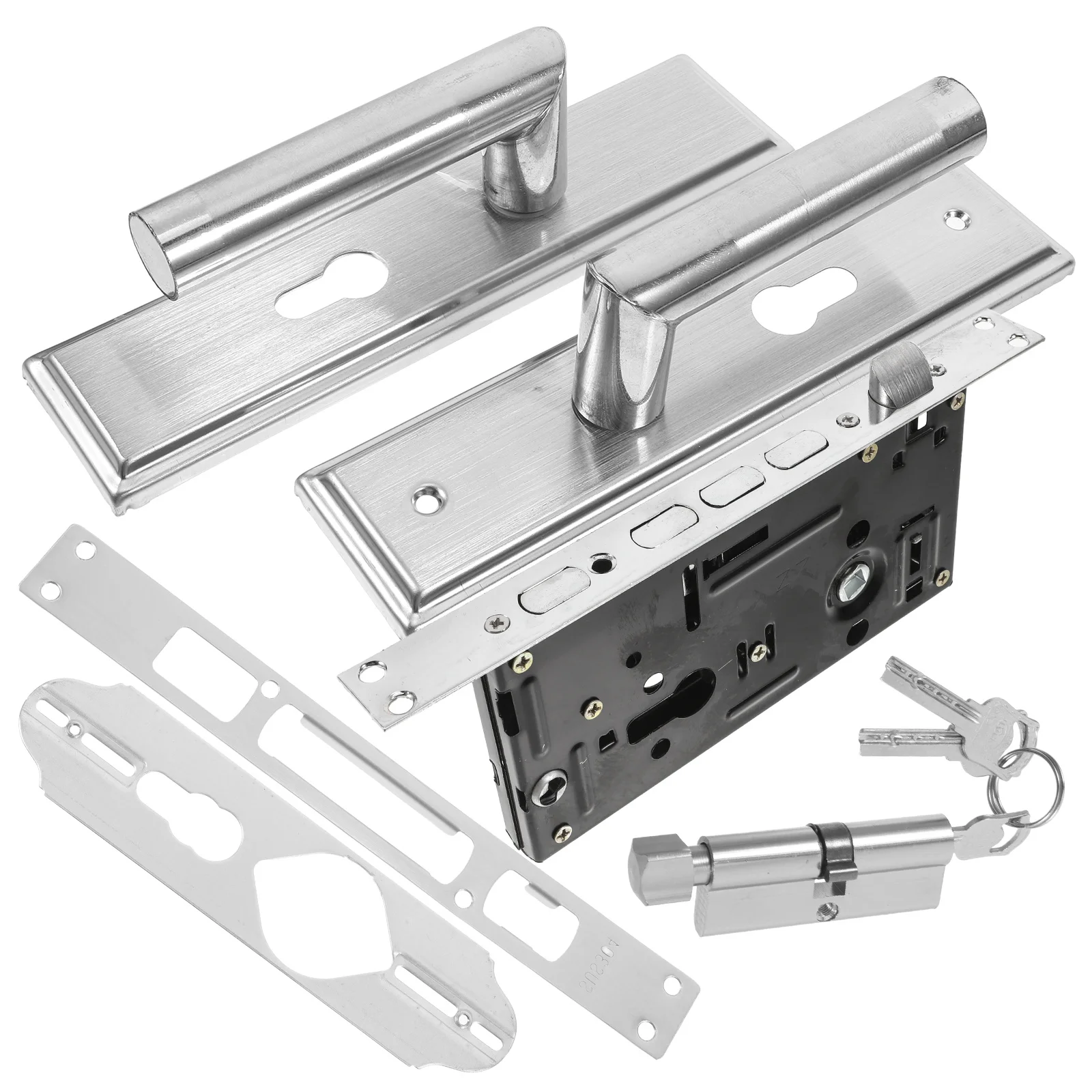 

1Set Heavy Duty Stainless Steel Door Handle with Lock Set for Entry Interior Doors Silent Smooth Operation Polished Modern Style