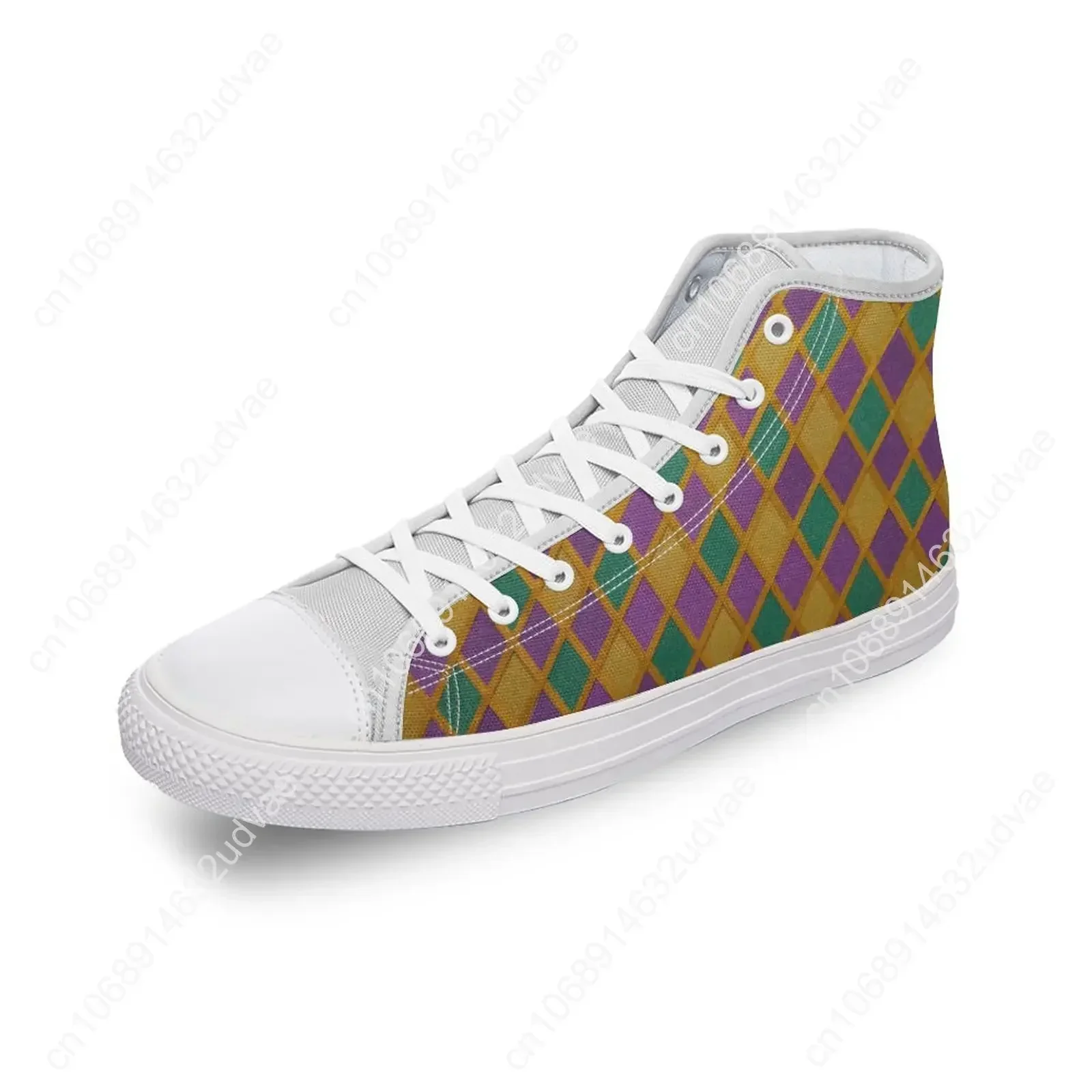 Mardi Gras Pattern High Top Canvas Shoes Diy Luxury Men Women Casual Shoes Fashion Ladies Flat Sneakers 3D Print Zapatos Mujer