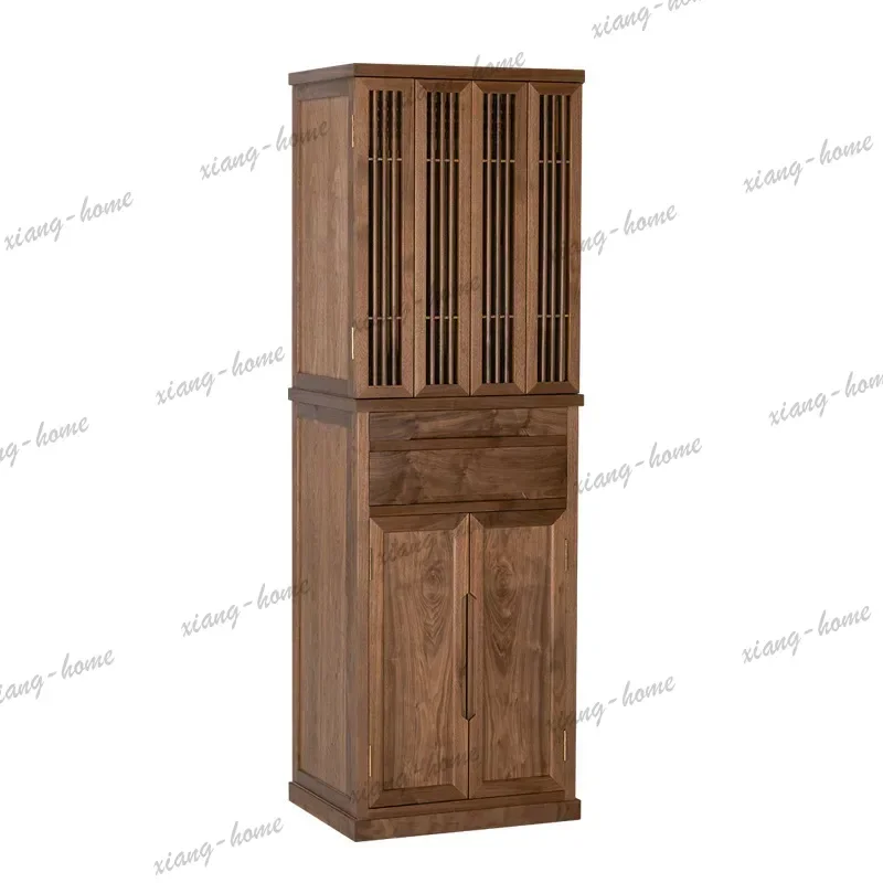 FG  solid wood shrine with door, home altar, minimalist buddhist shrine, black walnut offering table, buddhist cabinet