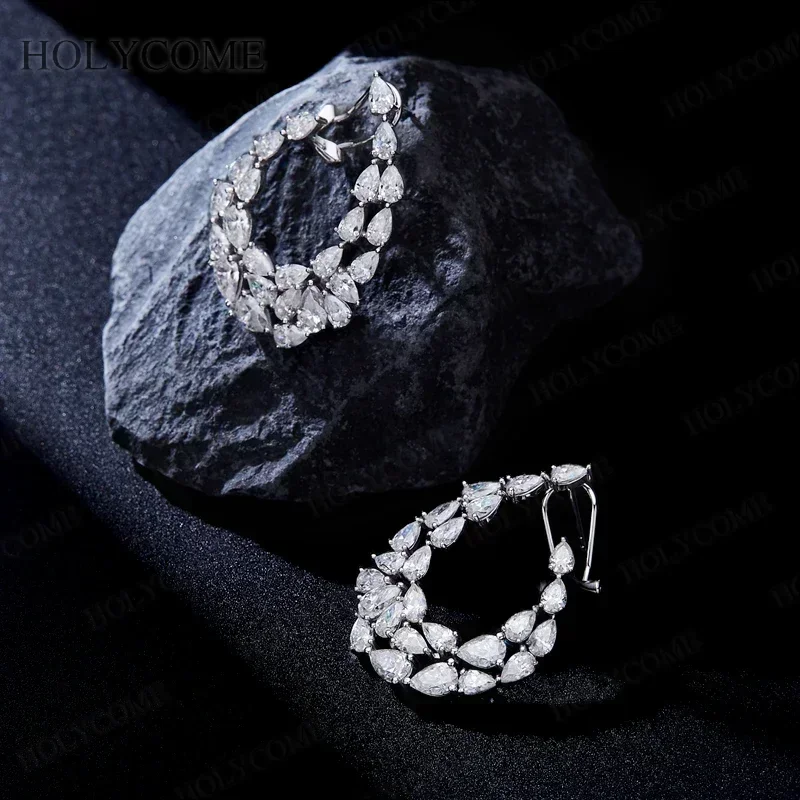 Pendientes con corte de pera Chapado en plata esterlina S925 K Blanco D Claridad VVS Moissanite Trabajo diario Fiesta Viajes Regalo lujoso para mujeres