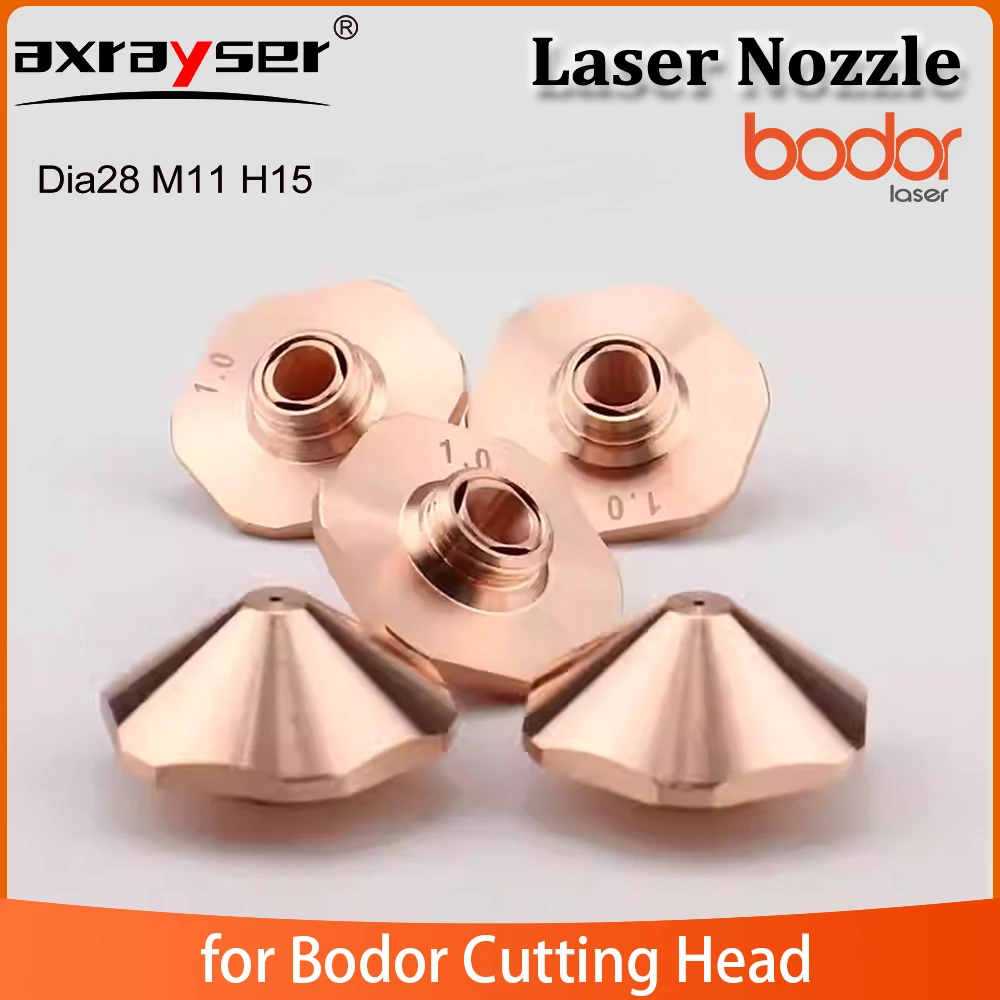 

10PCS Bodor Original Dia28 M11 H15 Laser Nozzle Single Layer Caliber 1.5-5.0mm Copper Nozzle for Bodor Fiber Laser Cutting Head