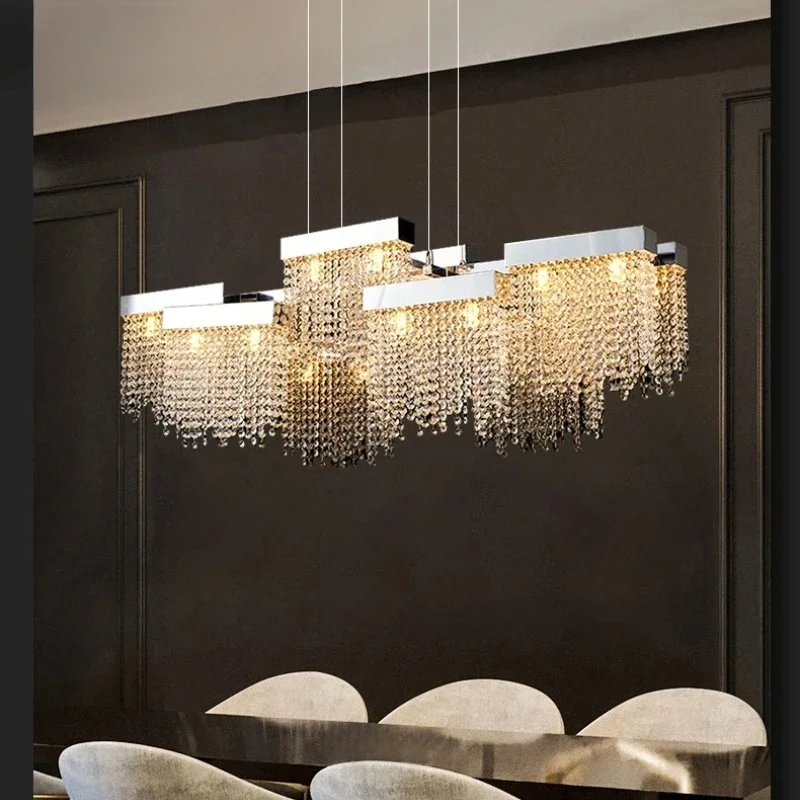

Luxury Crystal Modern Hanging Lamps Scandinavian Style Creative ceiling chandelier for Dining Room Lamp Long