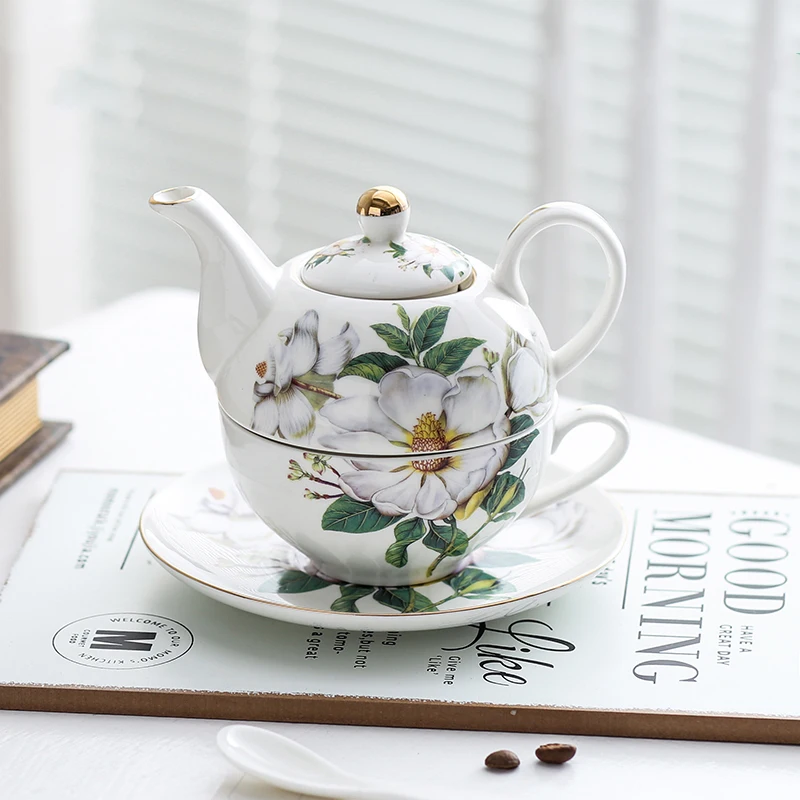 

Ceramic flower teapot English flower single pot Office retro cups and saucers afternoon flower tea set