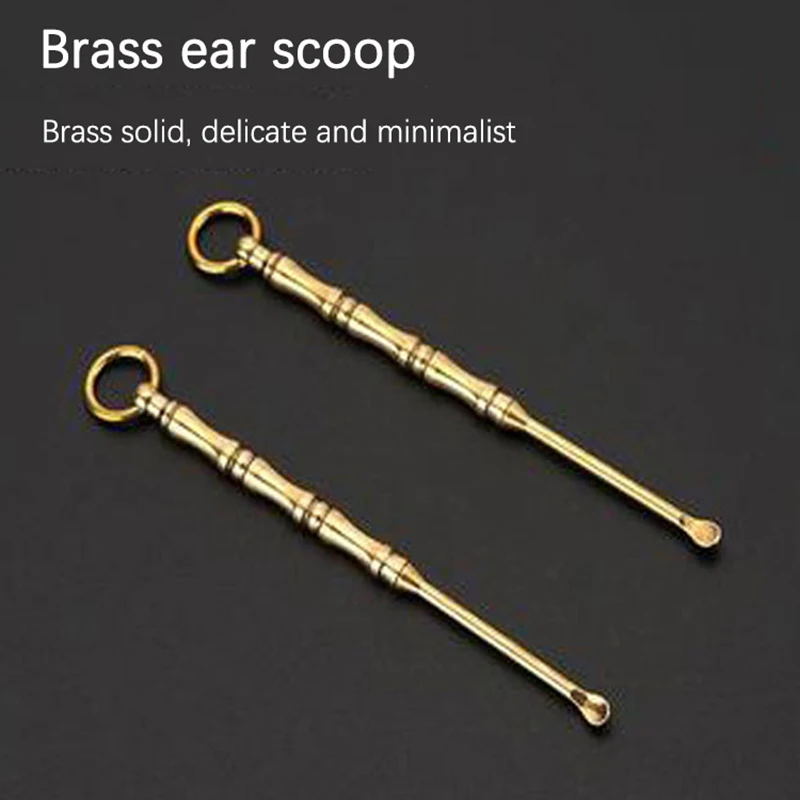 1PCS Keychain Multifunction Ear Spoon Toothpick Combination Brass Titanium Alloy Earpick Tool Fruit Picks