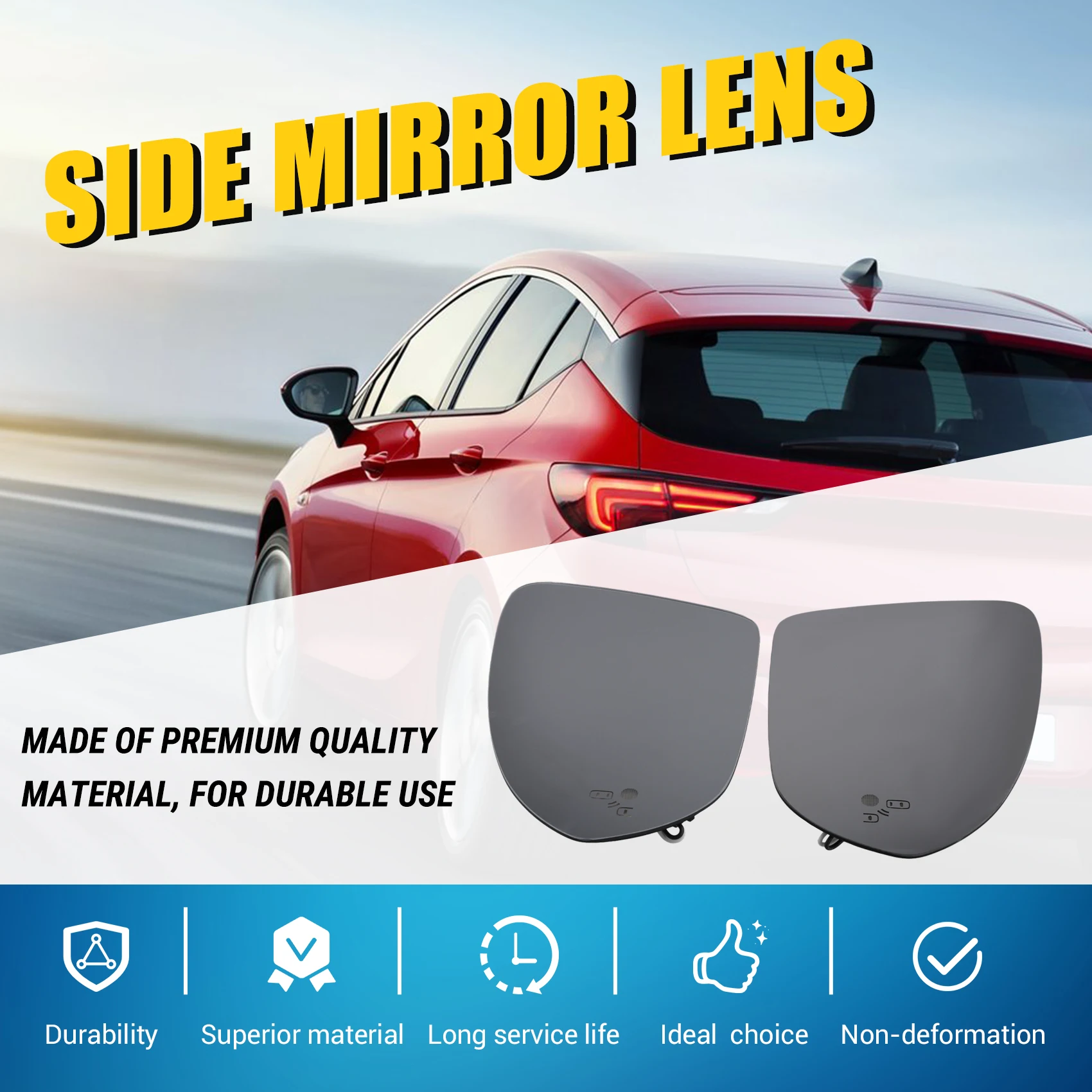 Car Heated Rear Mirror Glass Lens With Blind Spot Assist Function For Opel Vauxhall Astra K 2015-2019 Side Mirror Lens-ABQF