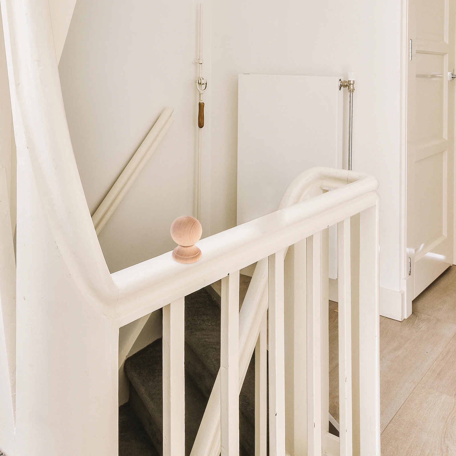 

Unfinished Wood Ball Finials for DIY Crafts Staircase Bed Post Decor Solid Wooden Carving Decoration Column Sculpture