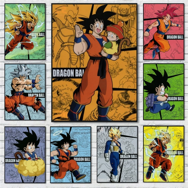 Impresión en lienzo de Dragon Ball Goku para niños, figuras de acción, decoración de pared para dormitorio infantil, habitación del hogar, regalos de navidad