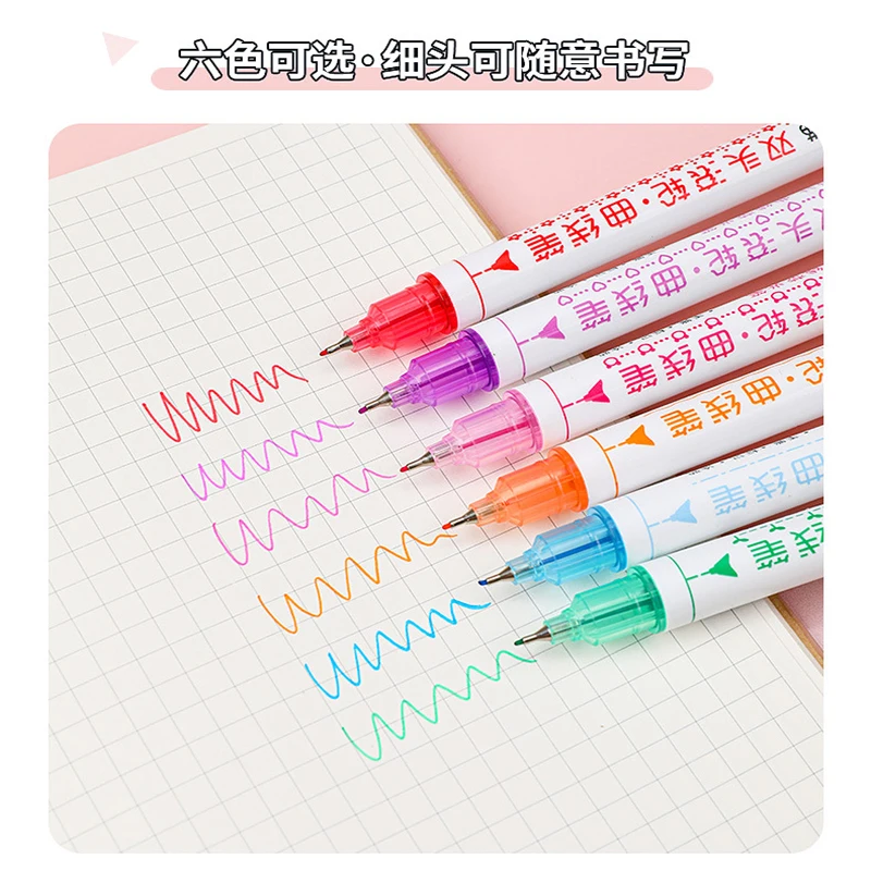 6- Pieces Of Flower Shaped Contour Curve Flower Wave Hand Copy Fluorescent Pen Mark Quick Drying Mark Multiple Shapes Graffiti