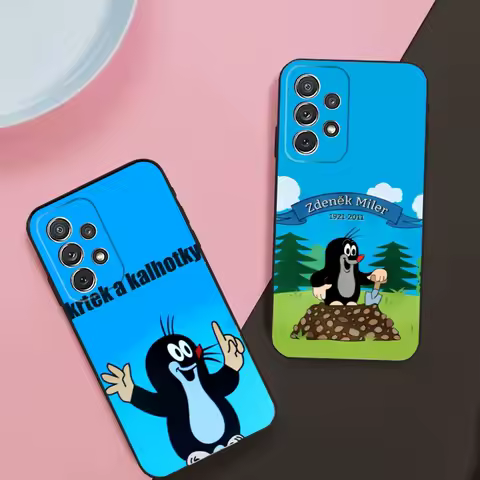 Cartoon Little Mo-le Phone Case For Samsung Galaxy A13,A21s,A22,A31,A32,A52,A53,A71,A80,A91 Soft Black Phone Cover